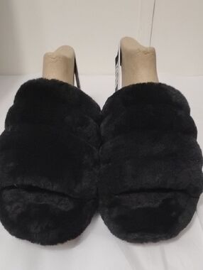 UGG Women's Plush Slide Slippers in Black